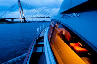 Luxury yacht AY74 by night